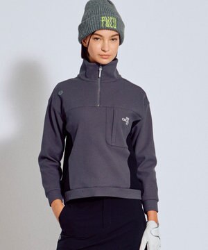 今が旬トップス！【ドライな肌触り / UV遮蔽率98.9% UVカット / ストレッチ】【WOMEN】ワッフルハーフジップ  ゴルフウェア レディース