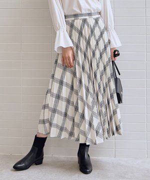  【新色追加/ウエストゴム】ウーリッシュプリーツスカート