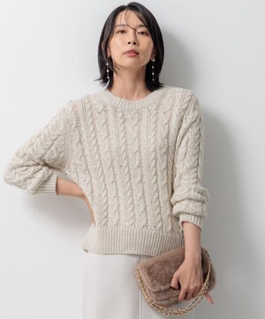  【洗える】ルレックスケーブル スパンコール ラメニット