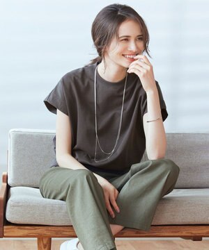  【SLOW/洗える】コンパクトインレー フレンチスリーブ カットソー