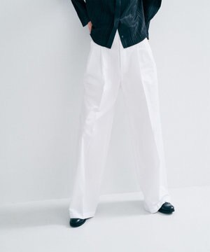 コットンクロスプレーン ワイドトラウザー