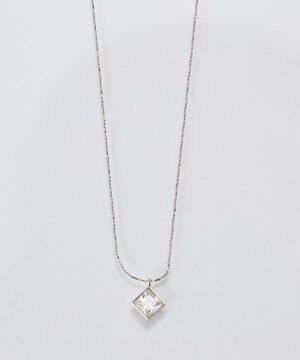  【金属アレルギー対応】グリマースクエアビジューネックレス/ニッケルフリー シルバー