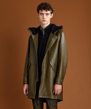  ベジタブルラムスキンレザーコート