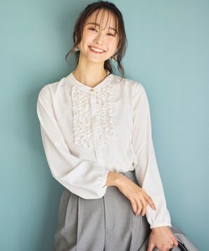 【洗える】フリルディテール ブラウス