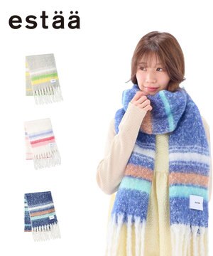  estaa ボリュームマフラー マルチボーダー／手洗い可