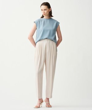  リネンライクツイル テーパードパンツ