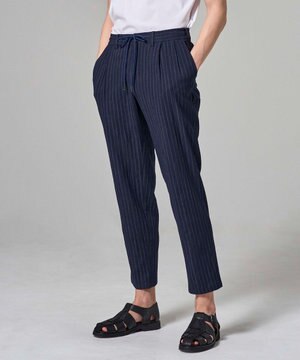  【新素材】エアリッジストレッチ ドロスト付タック入りテーパードパンツ / PEGG TUCK