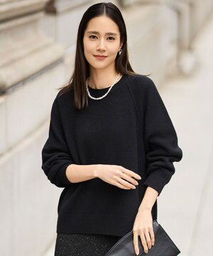  【カタログ掲載】ウールカシミヤブレンドスパンコールラグランスリーブ ニット