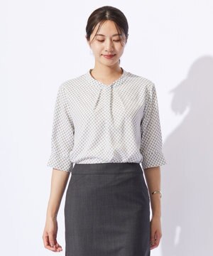  モノグラムプリント ボウタイ風 カットソー