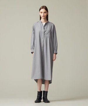  【WOMEN】バックドレープ シャツワンピース