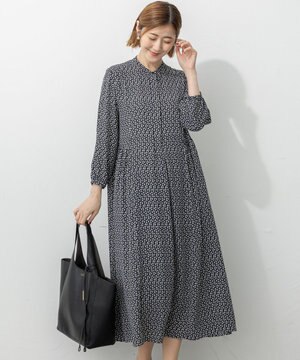  【洗える】モダンジオメトリックプリント ワンピース