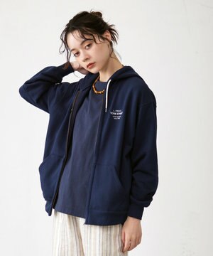  【UNISEX】フルジップ裏毛ロゴパーカー