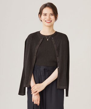  【カタログ掲載・アンサンブル対応・洗える】グリッターリブ カーディガン