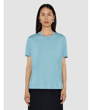  【洗える】コットンシルク　ジャージーティーシャツ