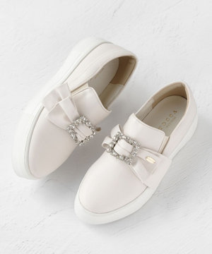 【晴雨兼用・軽量】BIJOUX RIBBON SNEAKERS スニーカー