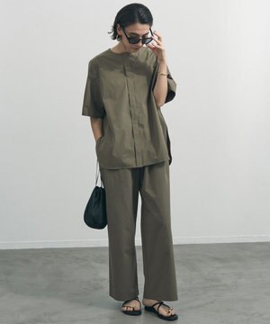  【セットアップ着用可/ウエストゴム】FINE MOVE ギャザーワイドパンツ