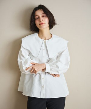  【洗濯機可能/シワになりにくい】〈小柄さんにお勧め〉ウェービーカラーブラウス