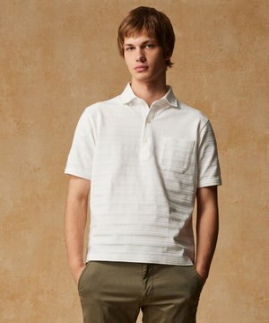  クールビズ【オーガニックコットン使用・日本素材】リンクスボーダー ポロシャツ