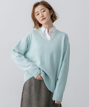 【見上愛さんコラボカラー/VERY・GISELe掲載】カシミヤブレンド Vネック ニット