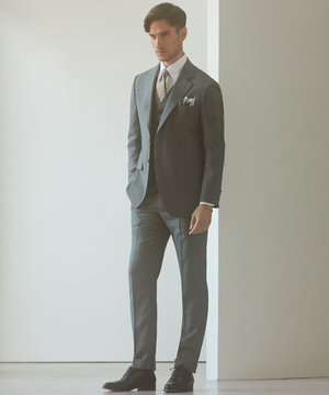  【DORMEUIL】AMADEUS365 3ピーススーツ （グレーチェック）