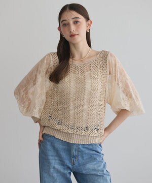  【archive】テープヤーン袖レースプルオーバー