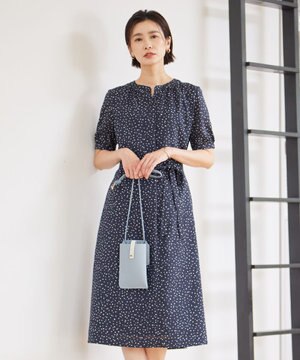  【洗える・イージーケア】スパンローンランダムドット ワンピース