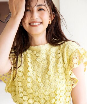 【洗える】フラワーレース ブラウス