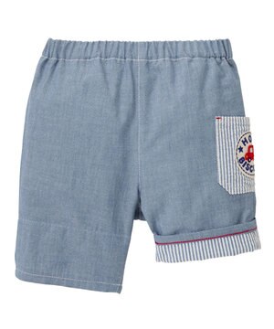  【80-120cm】ダンガリー素材 6分丈ハーフパンツ