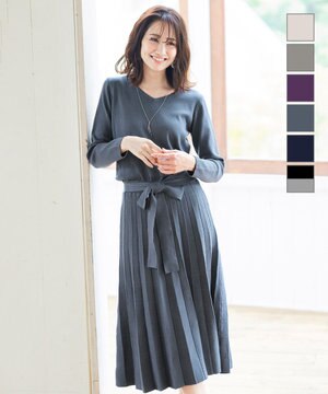  【洗える】1枚で着映えするチェック柄編みニットワンピース