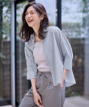  【UVカット/抗菌防臭/速乾/手洗い可】エニィファンクション ストライプドルマンシャツ