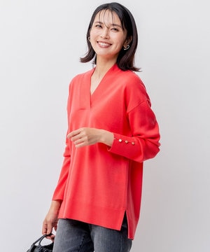 【洗える】ウーステッドウール 重ね襟 ニット