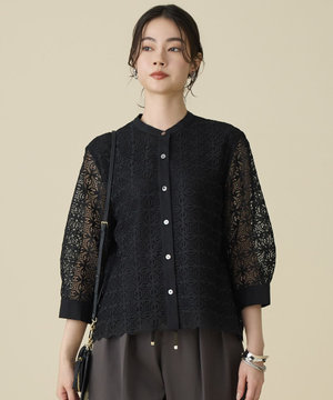 ジオメトリックレース ブラウス