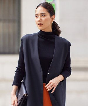  【洗える】ソフトウールリブボトルネック  カットソー