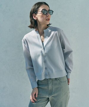 シアーフォルムニット キーネックカーディガン