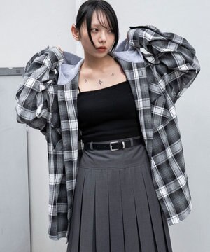 【25年秋冬新作/ユニセックス着用ITEM/MLサイズ展開】オンブレチェックフードネルシャツ（LS）