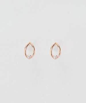  【K10】リーフダイヤモンドピアス　ローズゴールド