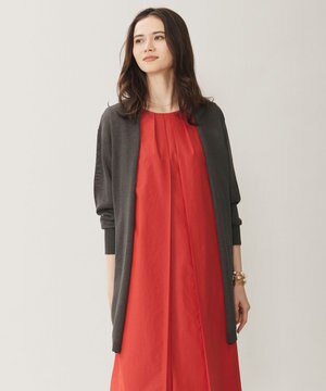  【洗える】ペーパーブレンドロング カーディガン