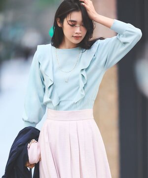  【洗える】Elenaラッフル ニット