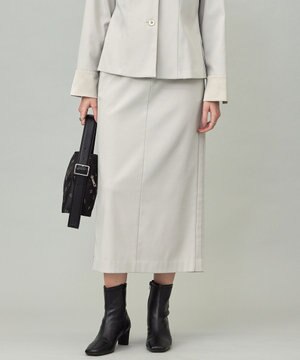  【CLASSY.掲載・裏起毛】 ウォームサテン Iラインスカート