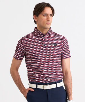  【MEN】フラッグ総柄ポロシャツ