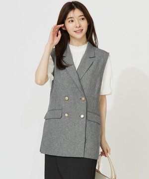 【洗える】ツイード ジレ