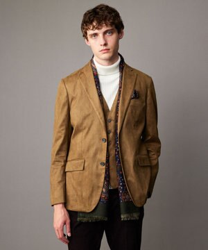  【キングサイズ・ストレッチ/スウェードタッチ/JAPANファブリック】コマ スウェード ジャケット