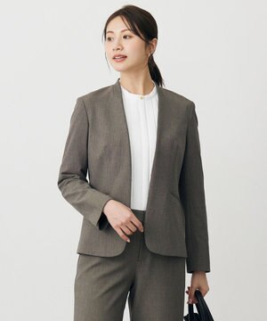  T/Rアルガンシルク ノーカラー ジャケット