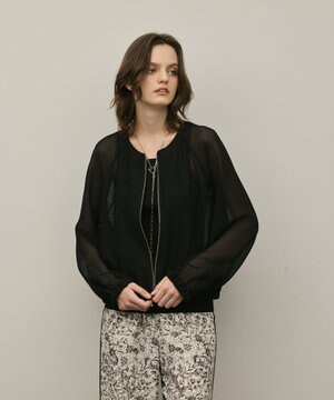  ノーカラーカラミブルゾン