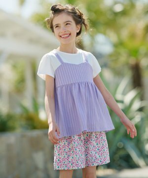  【110-140㎝】レースカットソーコンビ チュニック