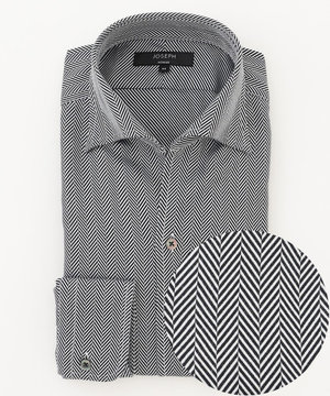  【洗える】ツイルへリンボンクレイジー　ドレスシャツ