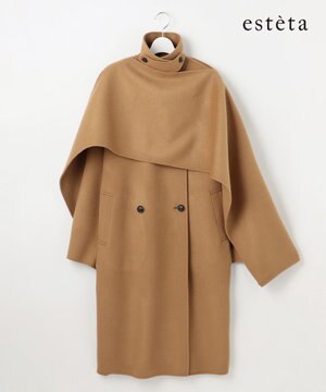  【エステータ】ウールリバー ケープ付き コート