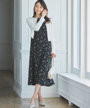  【洗える】ミモザプリント ワンピース