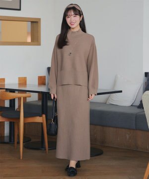  【2点セット】ニットトップス＋スカートセットアップ