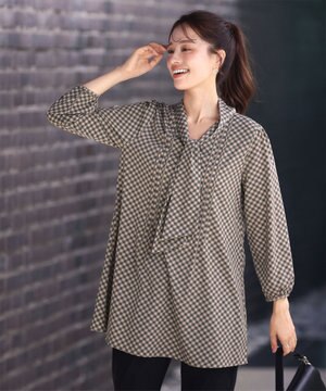  【洗える】ボウタイチュニック